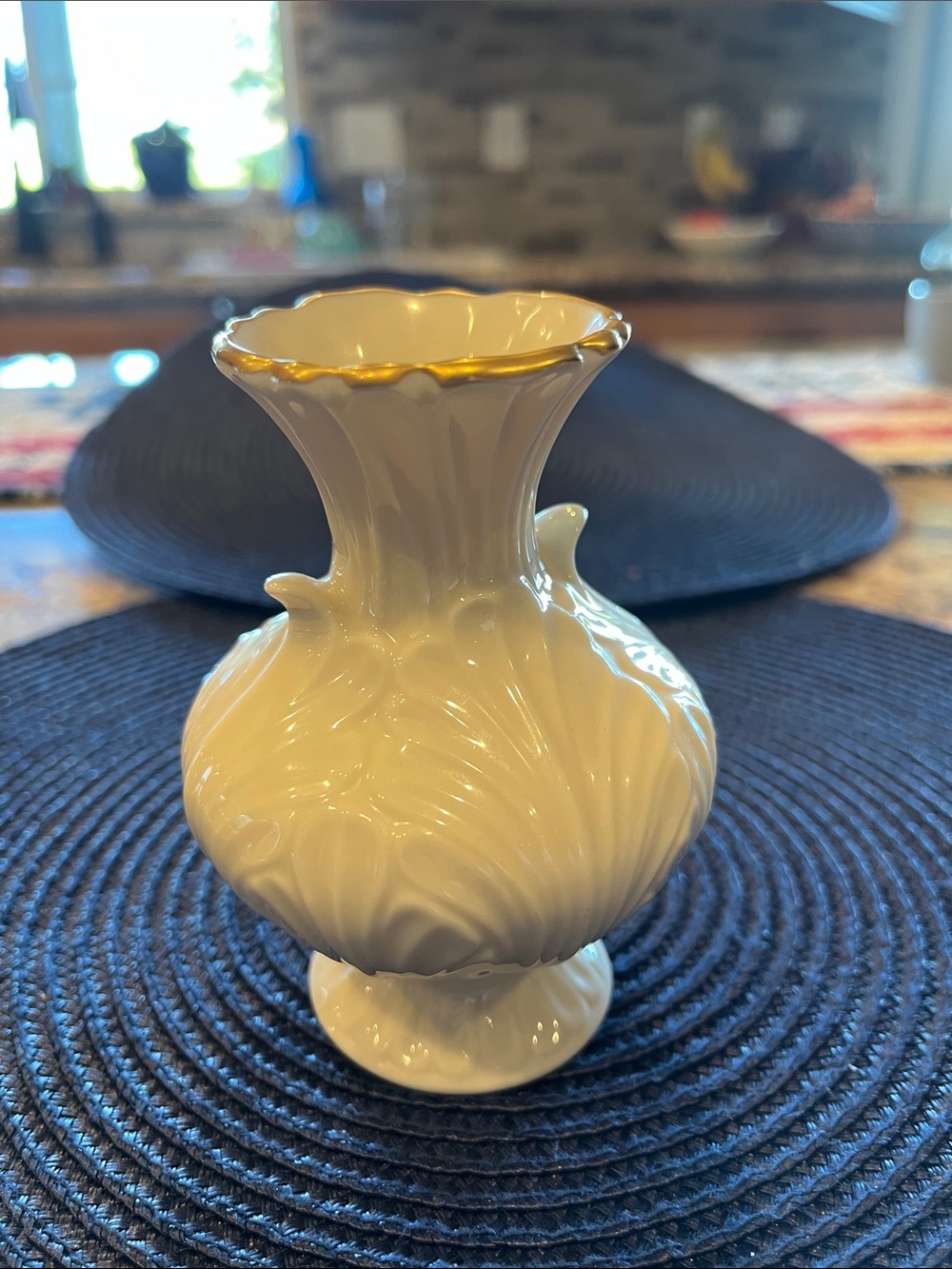 Lenox Elegant Cream Porcelain Bud Vase with Gold Trim